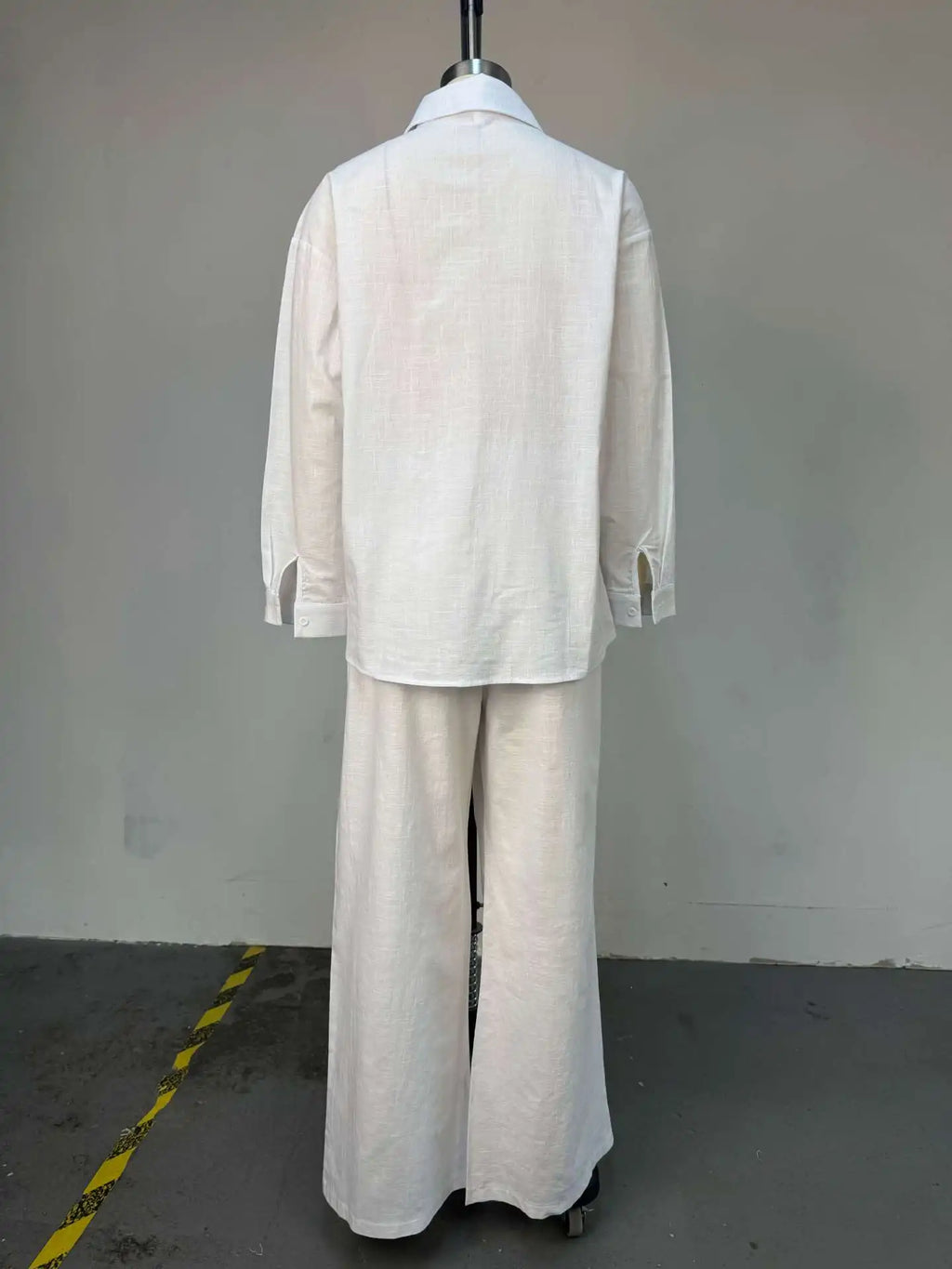 Solid Women Pant Sets Two Pieces Matching Set Elastic Waist Wide Leg Pants Long Sleeves Shirt Loose Elegant Casual 2025 Spring