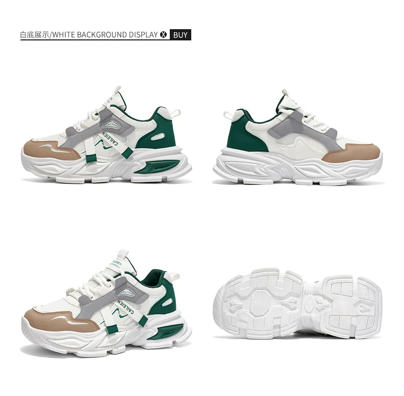 Men's Thick sole casual sneakers four seasons breathable lightweight soft-sole outdoor running shoes students speed sports shoes