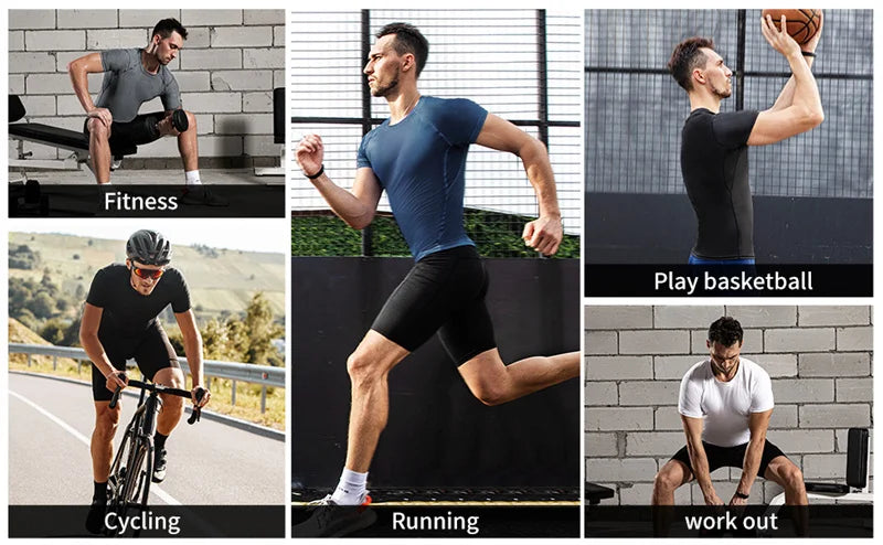 Sports Compression Shirt Men's T-Shirt Short Sleeve Quick Dry Summer Fitness Top Bodybuilder T-shirt Running Men's Gym Clothing