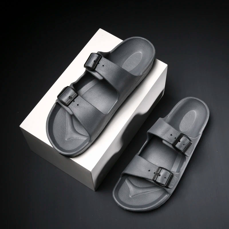 Lightweight adjustable EVA sandals with dual straps for couples. Ideal for outdoor & indoor use.