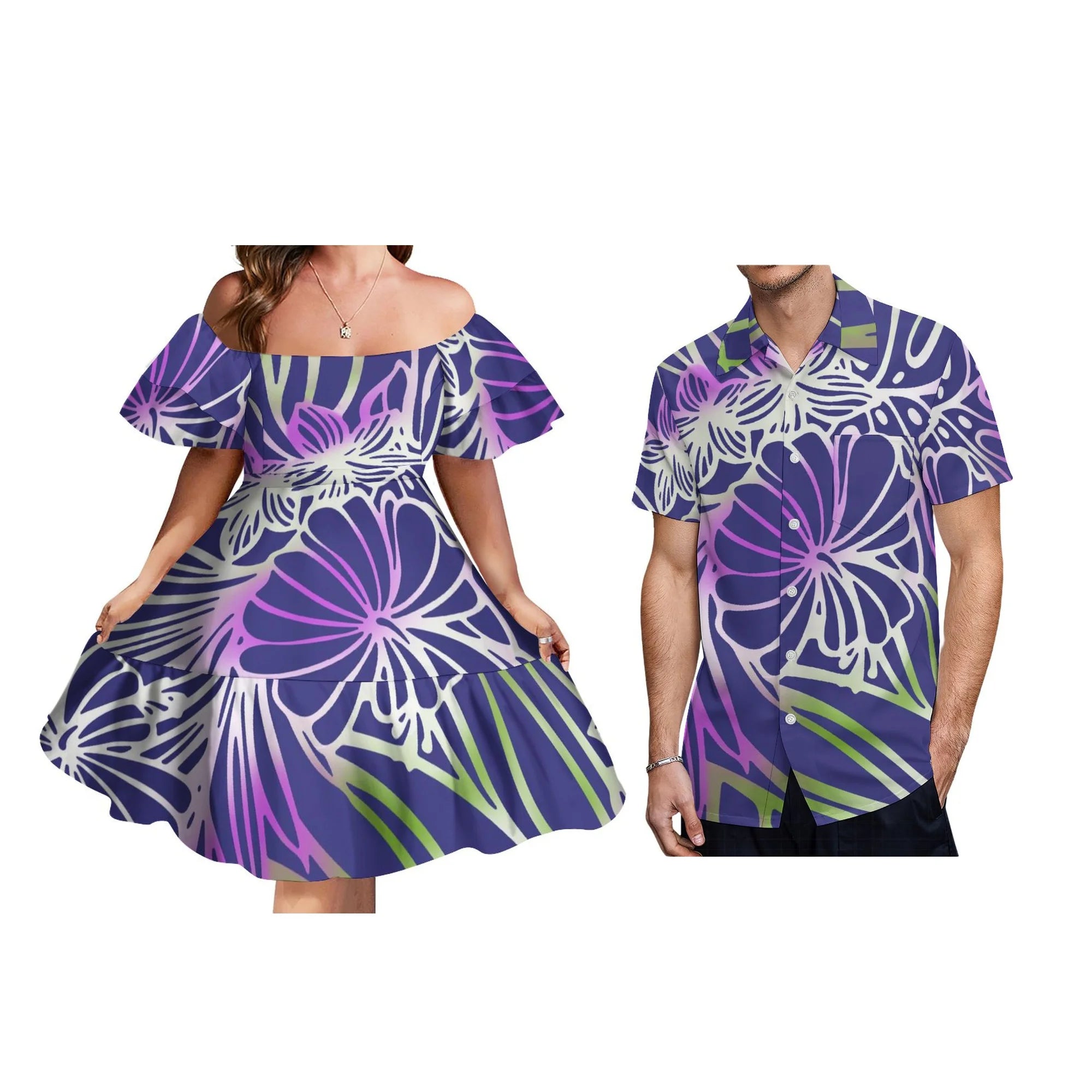 Tattoo Designs Customized On Demand Feature Ruffle Sleeve Dress Polynesian Traditional Tribe Short Dress For Evening 1 MOQ