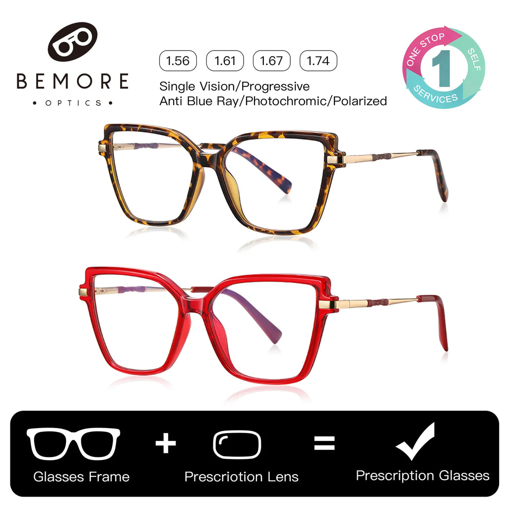 BEMORE Butterfly Anti-Blue Light Customizable Prescription High Quality Woman Reading Computer Eyewear Diopter 0 to +-400