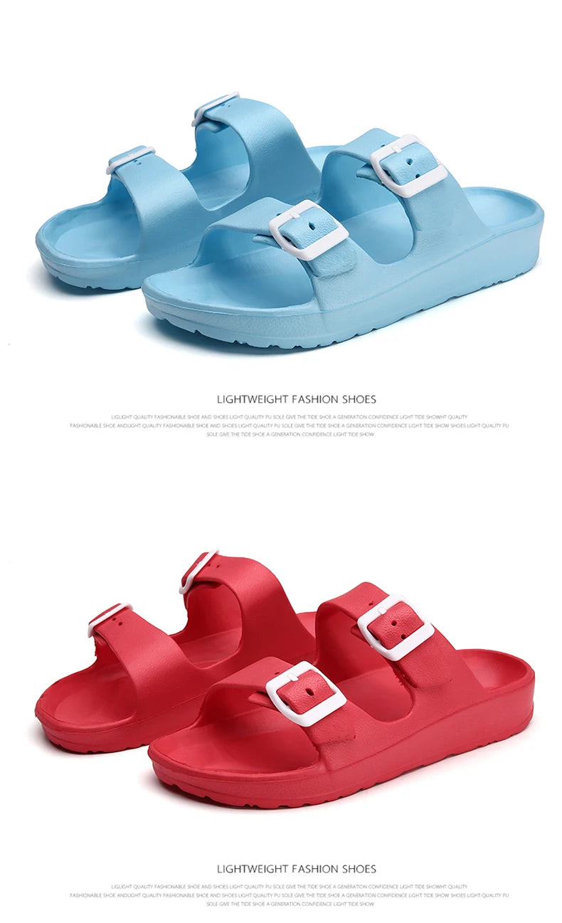 Lightweight adjustable EVA sandals with dual straps for couples. Ideal for outdoor & indoor use.