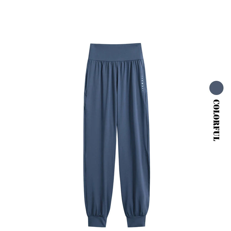 DRUR Women Sports Pants Summer High Waist Breathable Versatile Yoga Pants Female Sweatpants With Pocket Running Trousers Gymwear