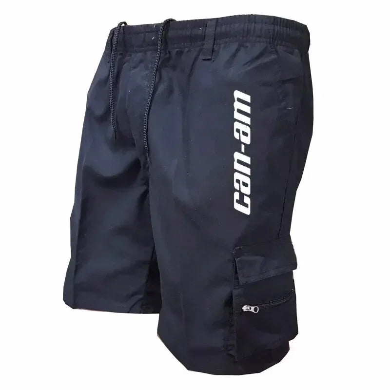 Outdoor shorts, bike shorts with elastic belts, baggy work shorts with multiple pockets, quick-drying printed sweatpants