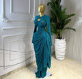 CM.YAYA Women O-neck Ribbon Ruched Long Sleeve Bodycon Maxi Long Dress 2026 Summer Sexy Birthday Party Vacation Trendy Dresses