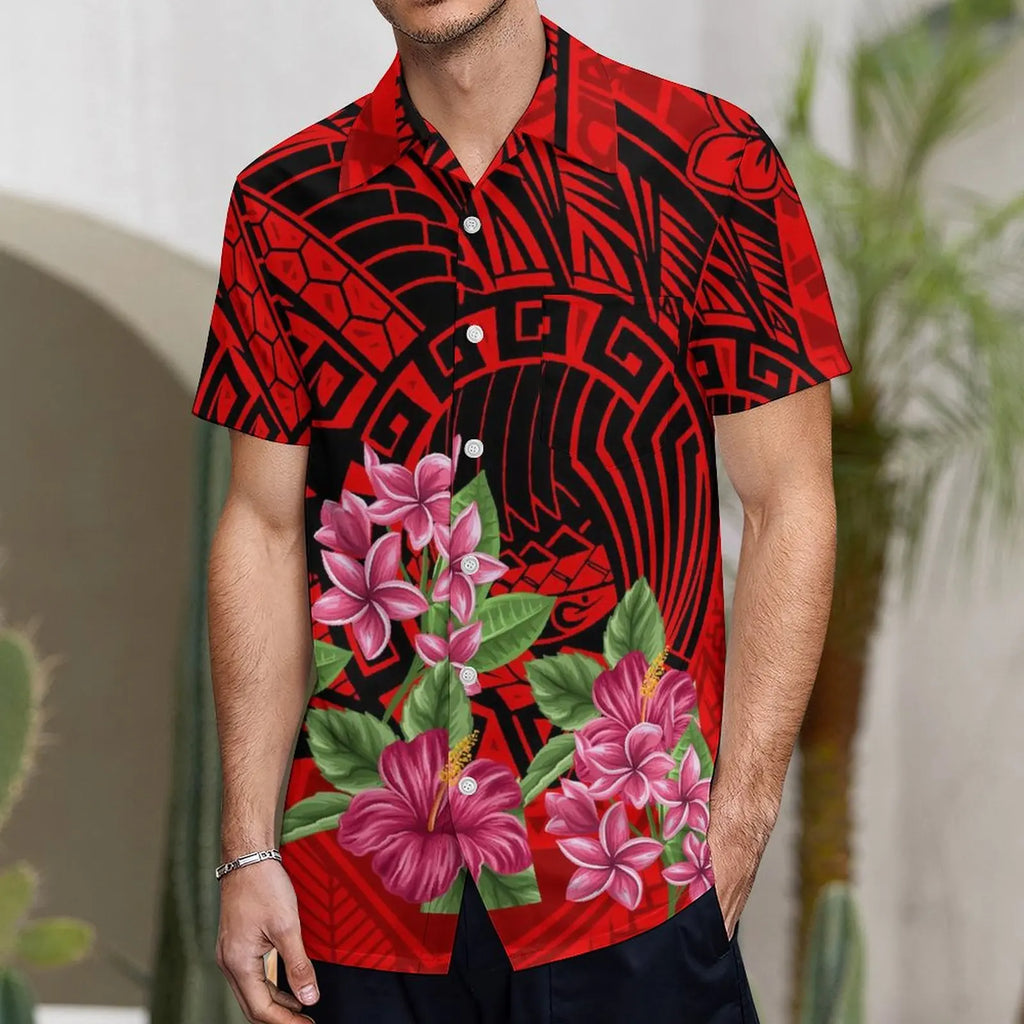 Support The Design Of Women'S Short Sleeve Dress Crew-Neck Samoan Polynesian Tribal Pattern And Hawaiian Men'S Shirt Couple Suit
