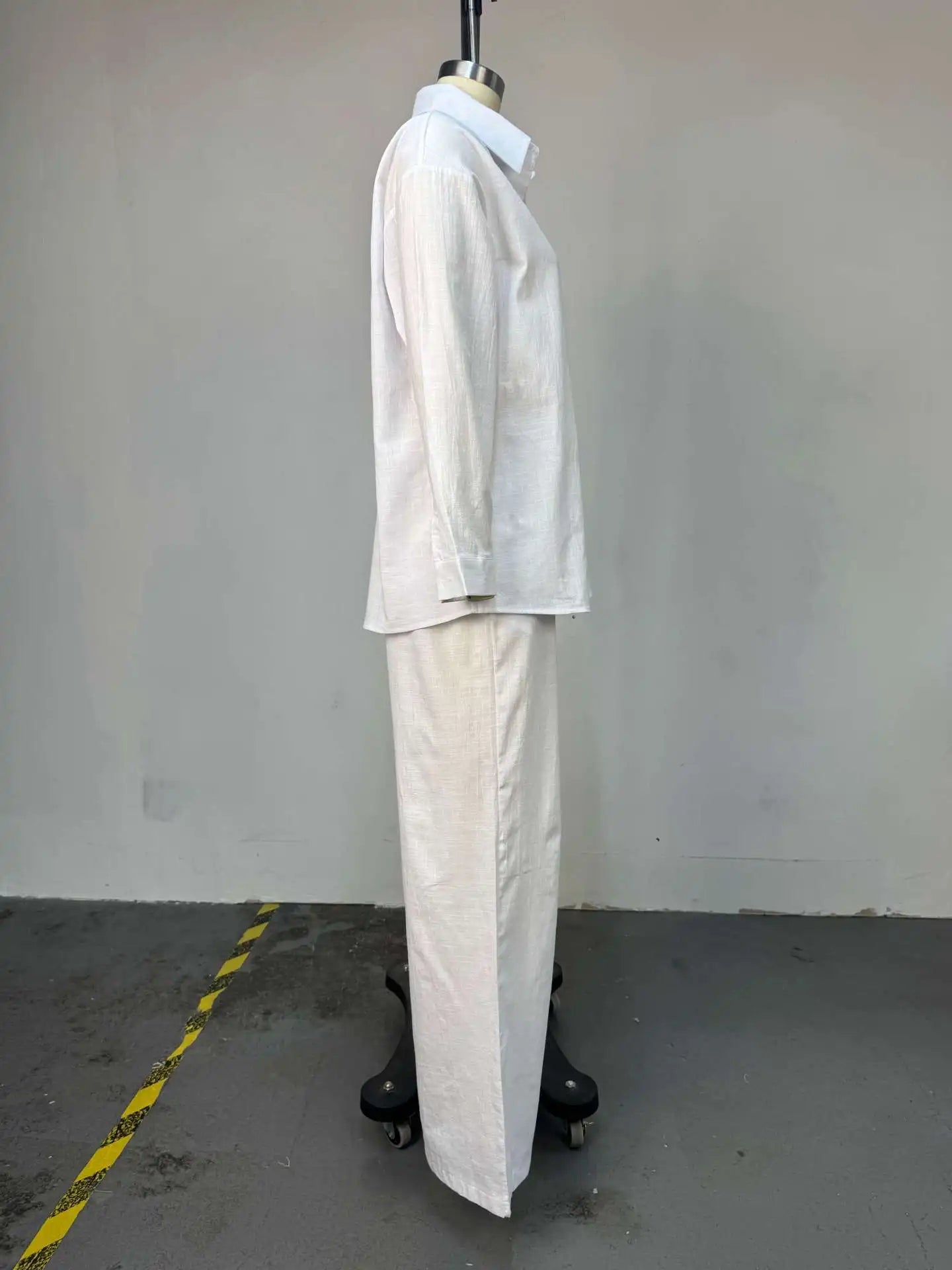 Solid Women Pant Sets Two Pieces Matching Set Elastic Waist Wide Leg Pants Long Sleeves Shirt Loose Elegant Casual 2025 Spring