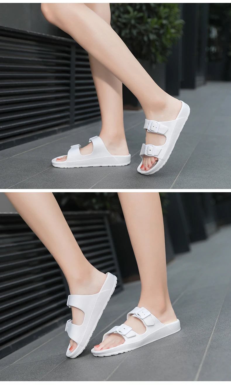 Lightweight adjustable EVA sandals with dual straps for couples. Ideal for outdoor & indoor use.