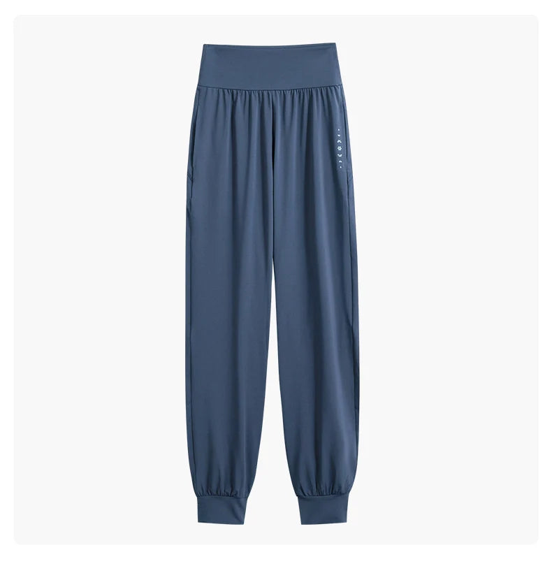 DRUR Women Sports Pants Summer High Waist Breathable Versatile Yoga Pants Female Sweatpants With Pocket Running Trousers Gymwear