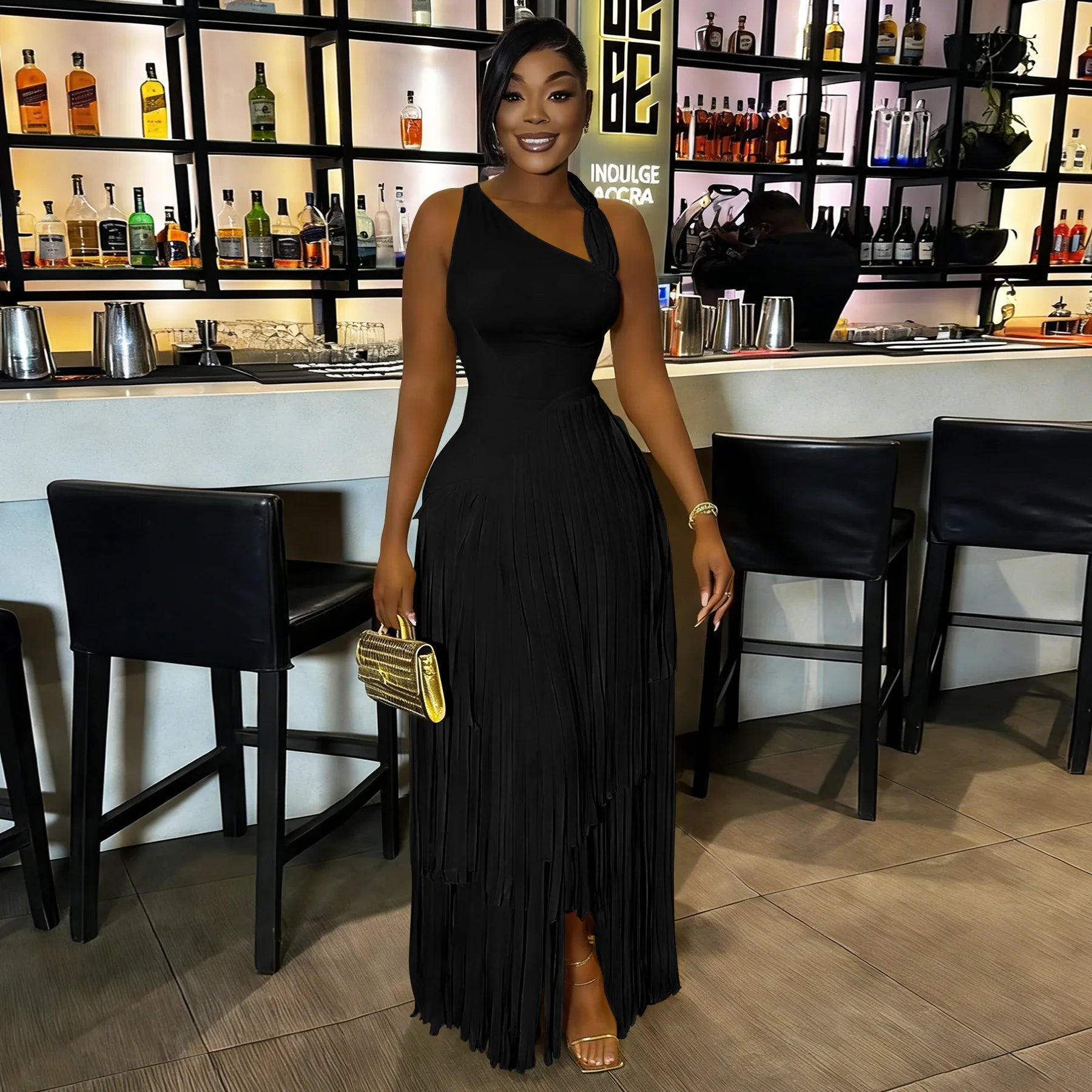 Summer Solid Color Tassel Dress for Women Elegant Slim Fit Women's Dress Fashionable Casual Maxi Dress