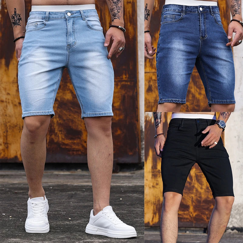 2026 Mens Stretch Denim Shorts Summer Casual Slim Fit Jeans Shorts Lightweight Comfortable Streetwear Y2K Fashion Vacation