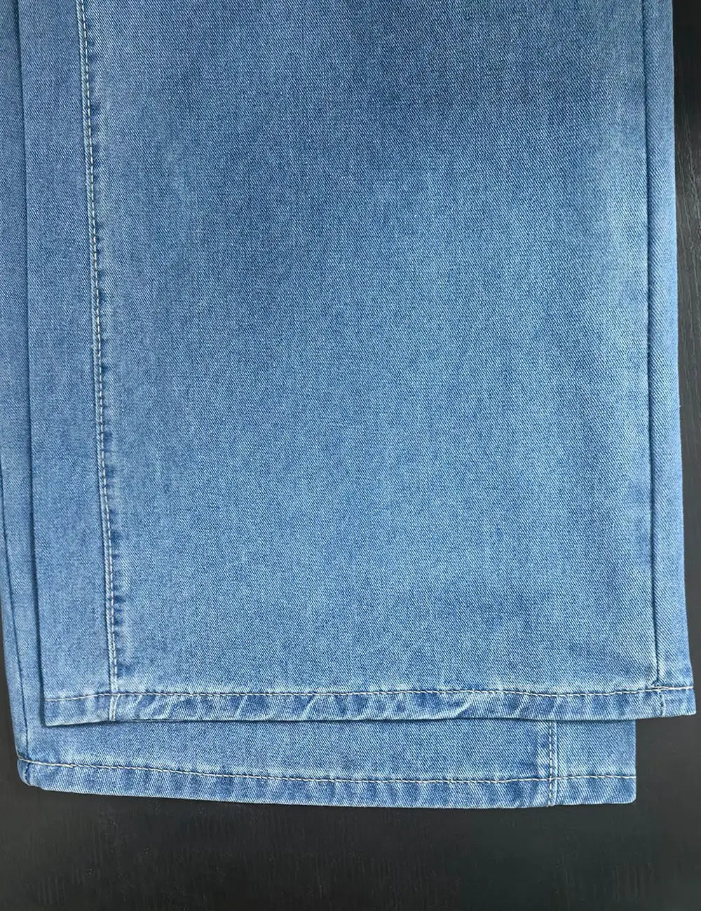 Retro Heavyweight Light Blue Denim High Waist Loose Straight Elastic Waist Wide Leg Pants Women Summer Design Sense Jeans