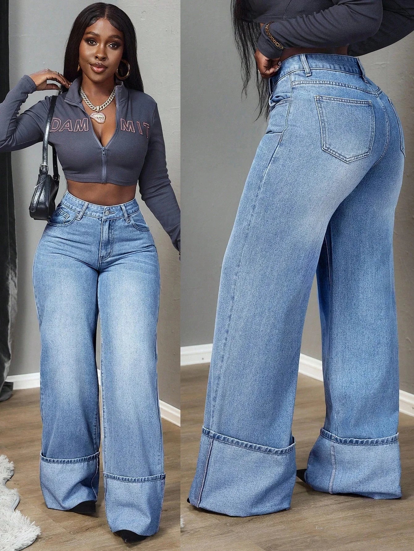 Unisex Denim Pants Black Baggy Jeans For Man Minimalist Solid Color Original Drip No accessories or belts included