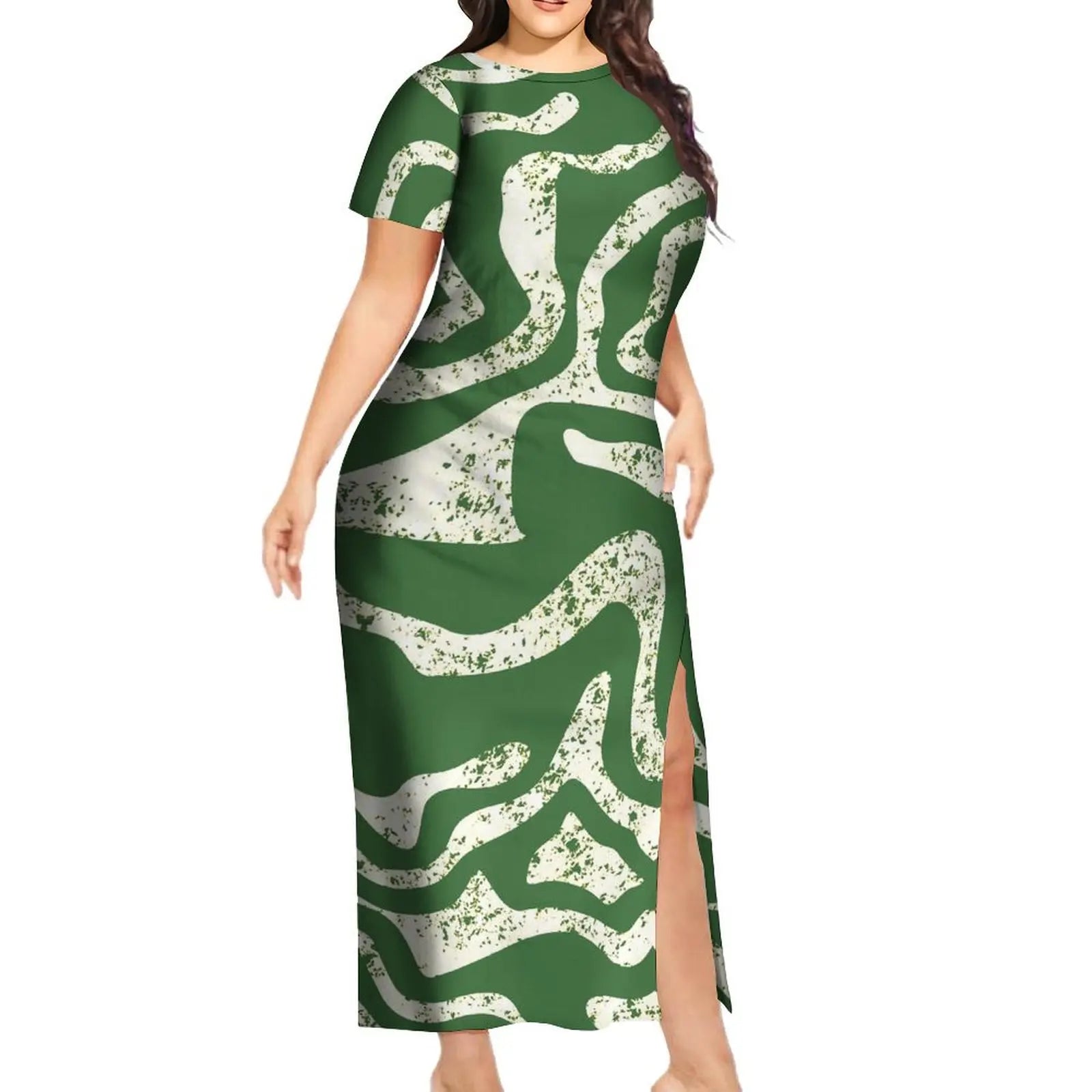 Support Custom Samoan National Dress Women'S Crew-Neck Maxi Dress Fashion Slit Dress With Men'S Short-Sleeved Shirt 9xl