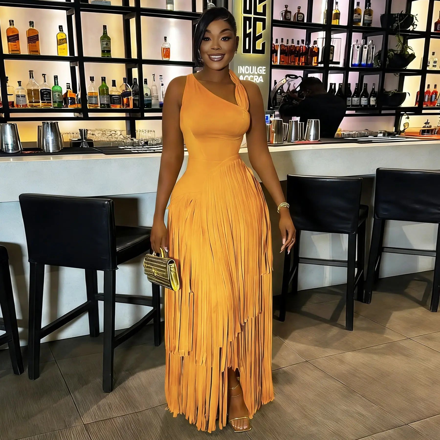 Summer Solid Color Tassel Dress for Women Elegant Slim Fit Women's Dress Fashionable Casual Maxi Dress