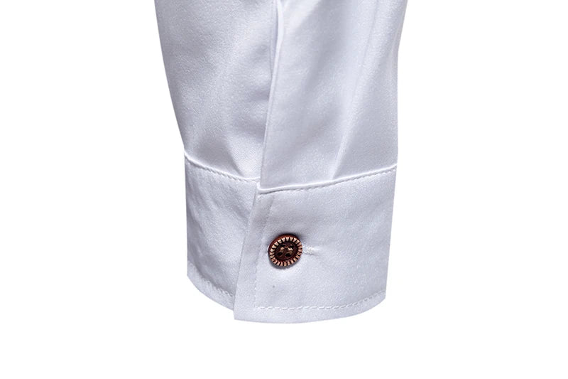 Fashion Man Stand Collar Shirt  Personality Oblique Button Irregular Long Sleeve Business Festival Hombre Mens Dress Shirts