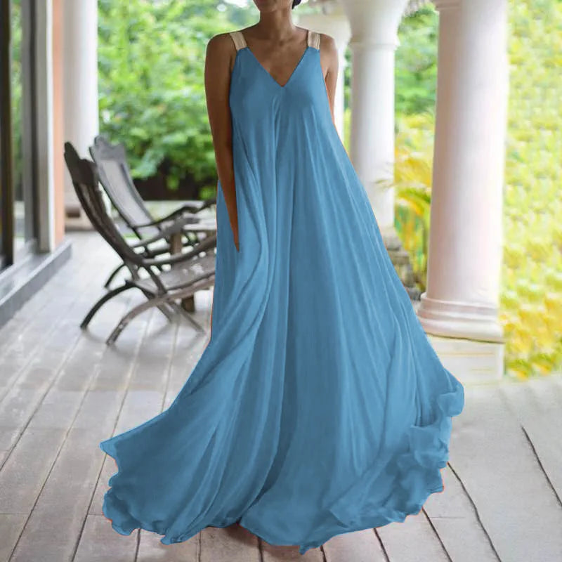 Summer Women Boho Dress Fashion Spaghetti Strap Black Sleeveless Beach Party Casual Long Dress For Women Robe Femme New 2024