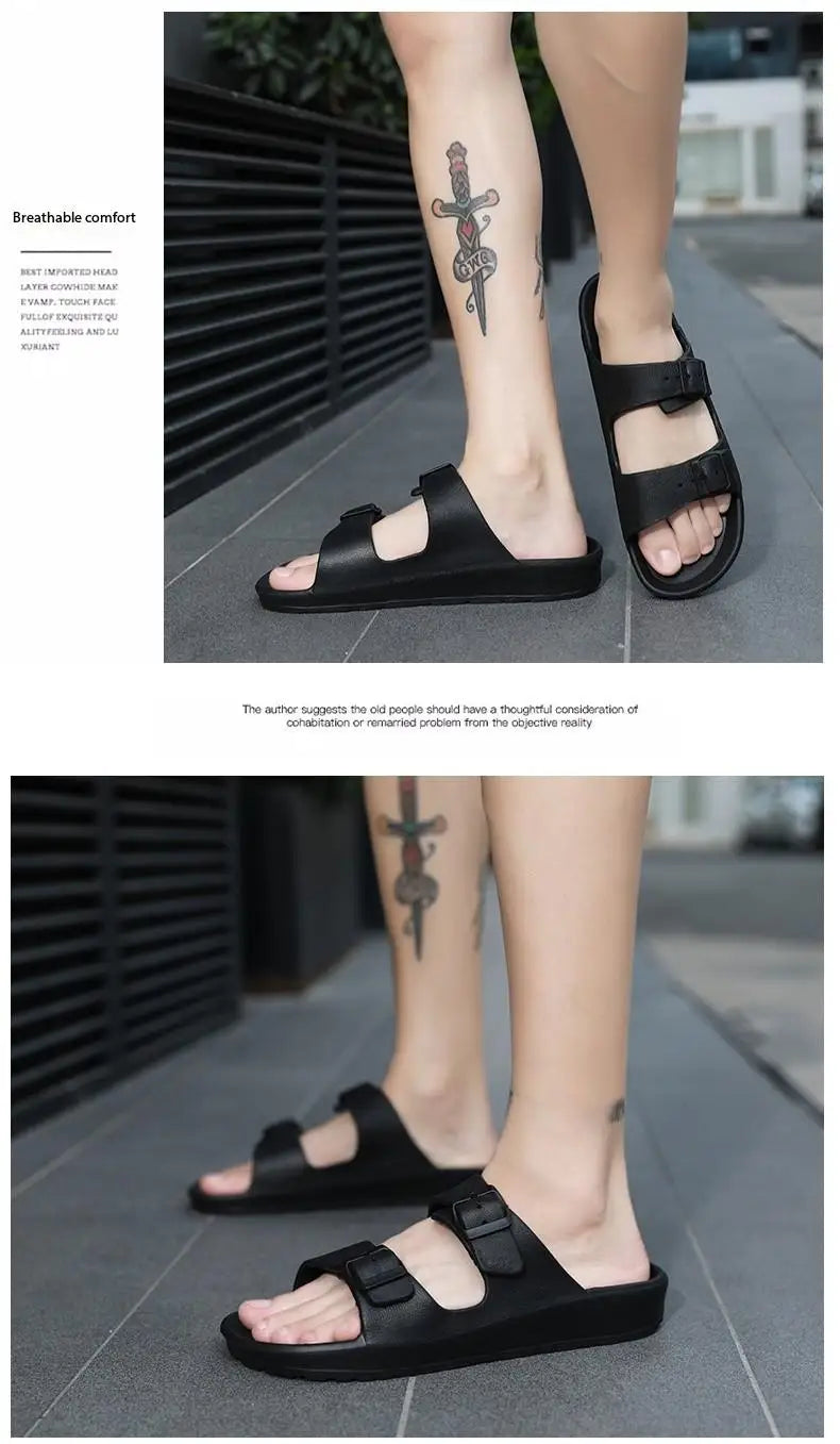 Lightweight adjustable EVA sandals with dual straps for couples. Ideal for outdoor & indoor use.