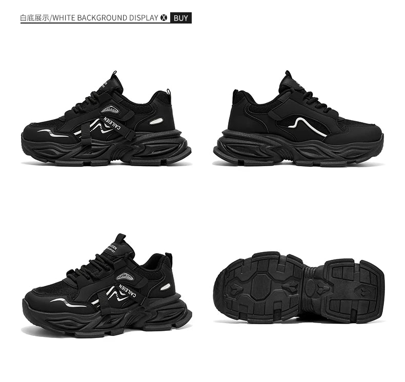 Men's Thick sole casual sneakers four seasons breathable lightweight soft-sole outdoor running shoes students speed sports shoes
