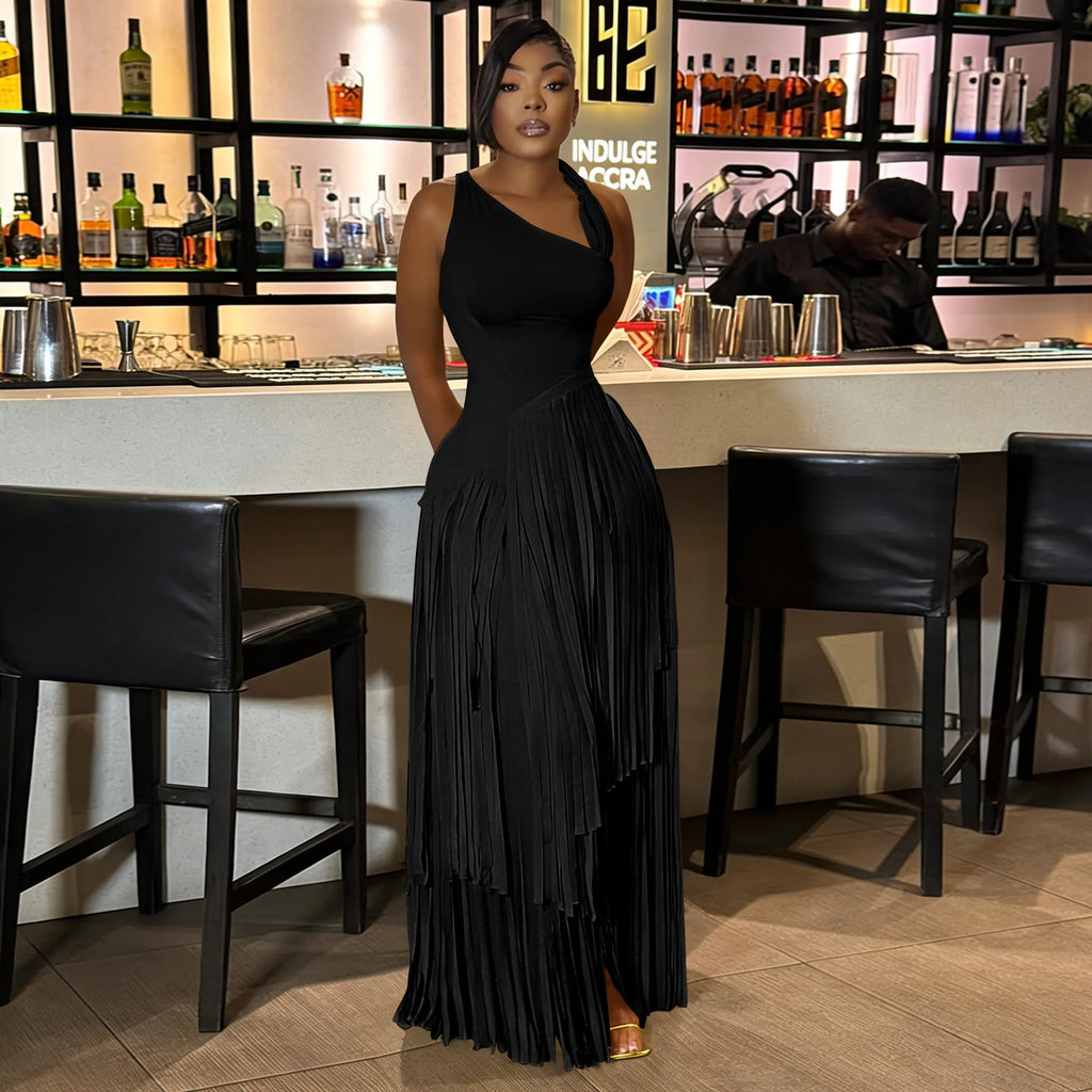 Summer Solid Color Tassel Dress for Women Elegant Slim Fit Women's Dress Fashionable Casual Maxi Dress