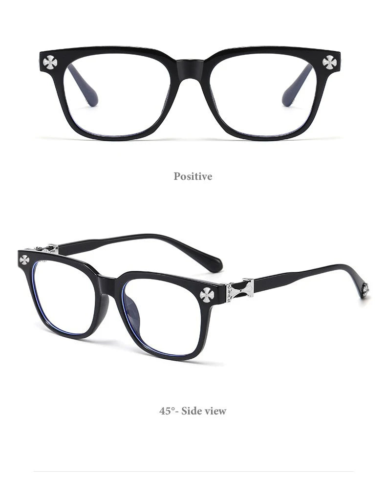 2026 New Women's Oversized Frame Blue Light Blocking Glasses with Rhinestone Decor Anti Radiation Computer Eyeglasses F114
