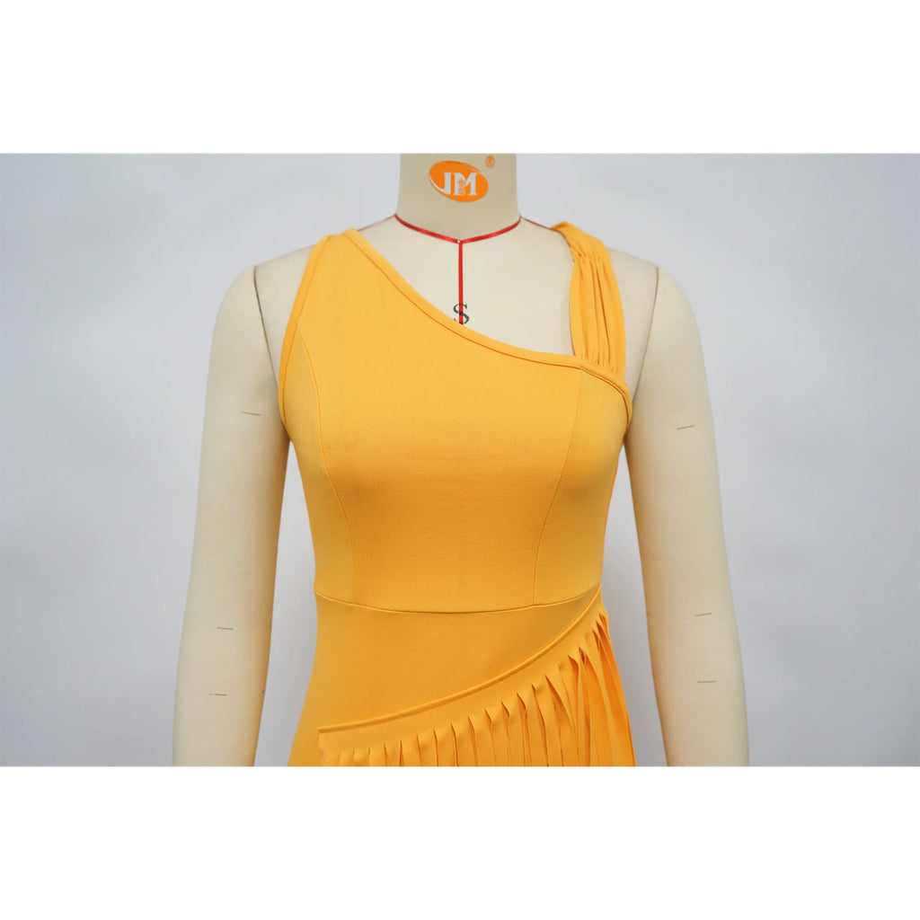 Summer Solid Color Tassel Dress for Women Elegant Slim Fit Women's Dress Fashionable Casual Maxi Dress