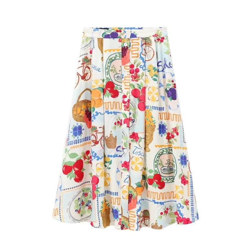 Autumn 2024 New Women's Faion Set Ne Print ort Top mid Waist f Skirt Ele Versatile Workwear for Young Profionals