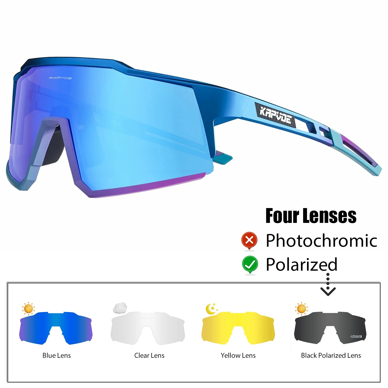 Kapvoe Cycling Glasses Polarized MTB Road Bike Glasses UV400 Protection Sunglasses Ultra Light Sport Eyewear Equipment