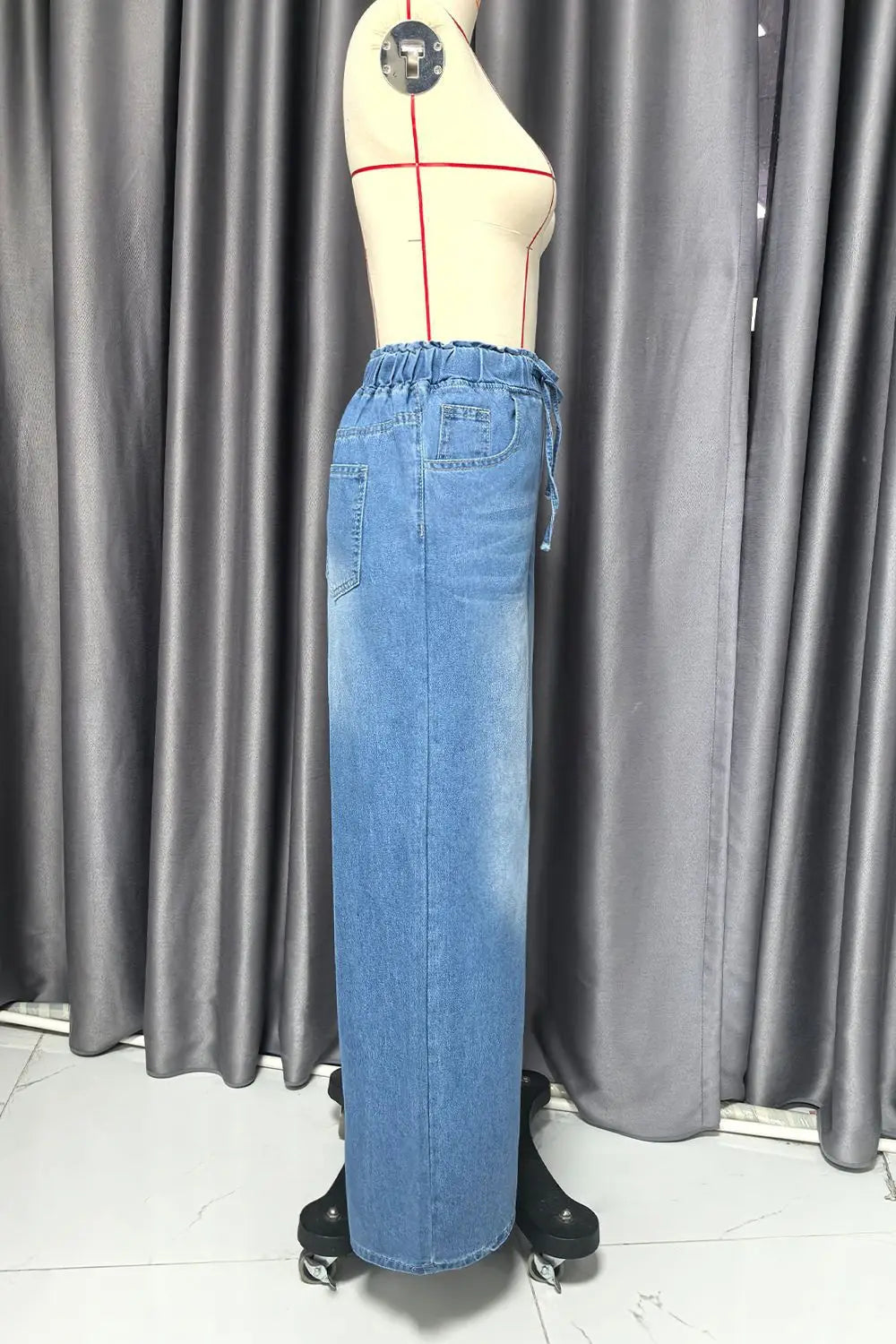 Light Blue Women's Denim Jean Pants High Waist Straight Leg Wide Leg Trousers Summer Casual Loose Fit Jeans
