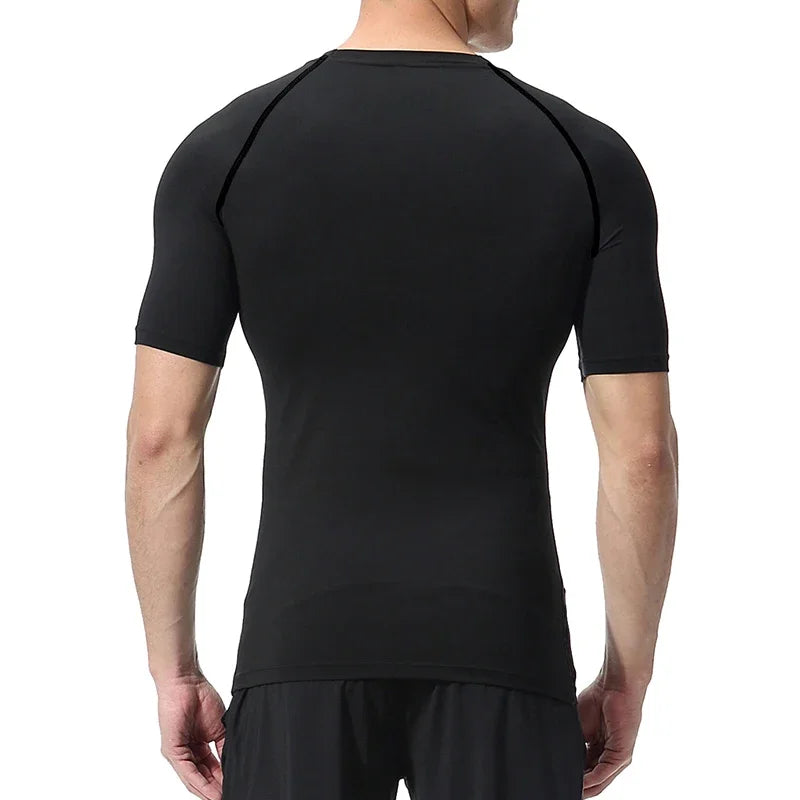 Sports Compression Shirt Men's T-Shirt Short Sleeve Quick Dry Summer Fitness Top Bodybuilder T-shirt Running Men's Gym Clothing