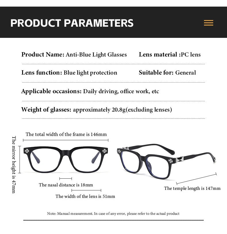 2026 New Women's Oversized Frame Blue Light Blocking Glasses with Rhinestone Decor Anti Radiation Computer Eyeglasses F114