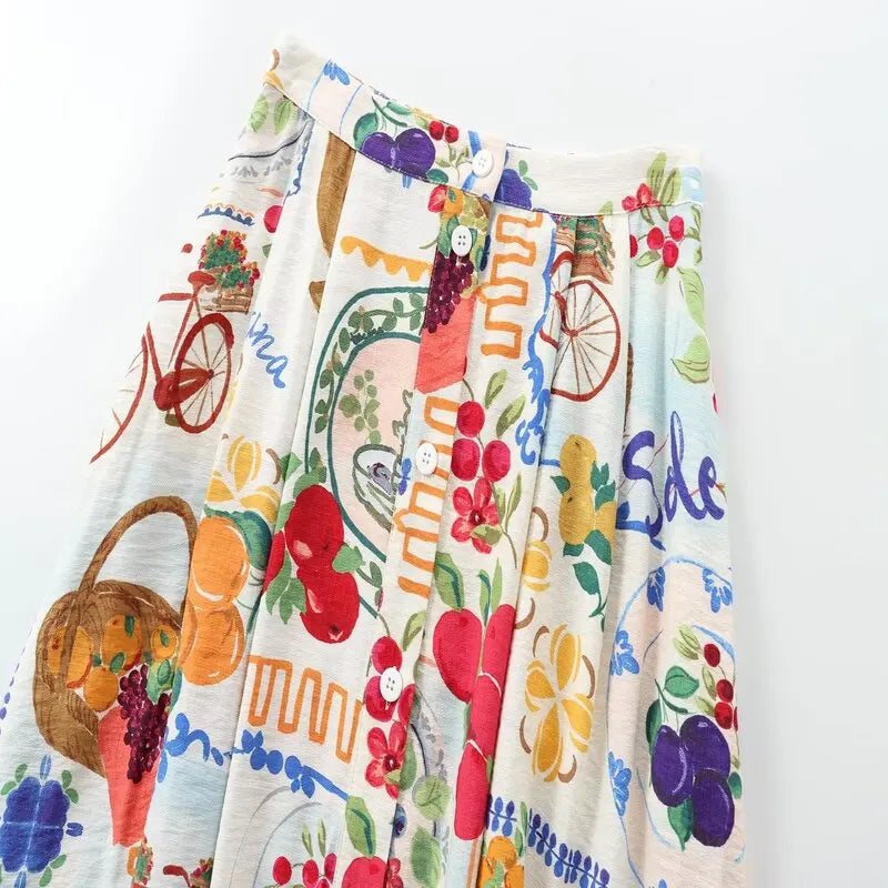 Autumn 2024 New Women's Faion Set Ne Print ort Top mid Waist f Skirt Ele Versatile Workwear for Young Profionals