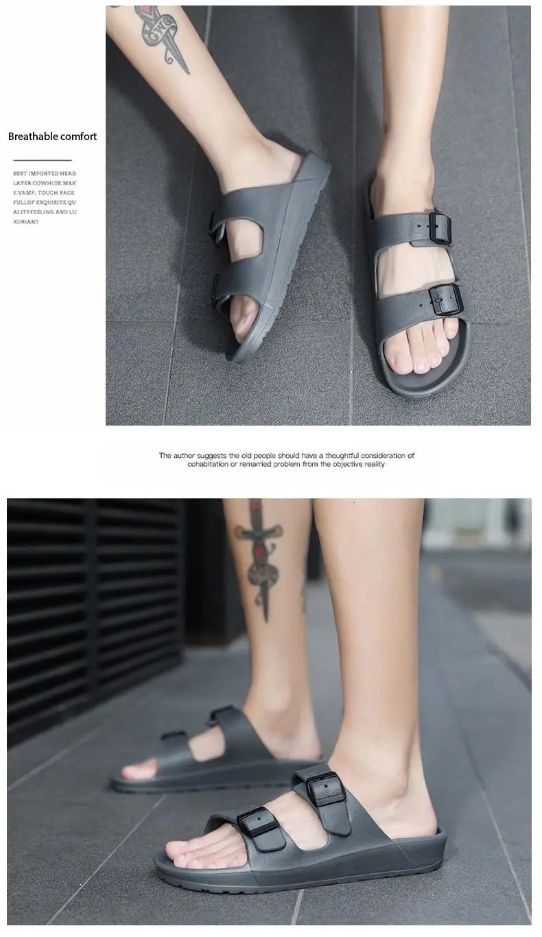 Lightweight adjustable EVA sandals with dual straps for couples. Ideal for outdoor & indoor use.