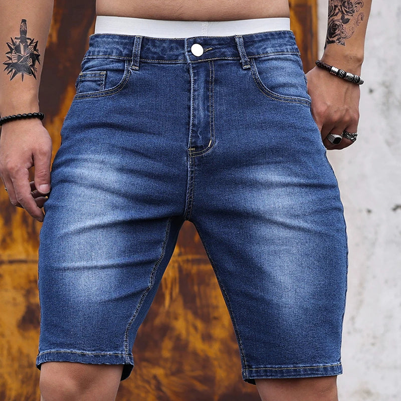 2026 Mens Stretch Denim Shorts Summer Casual Slim Fit Jeans Shorts Lightweight Comfortable Streetwear Y2K Fashion Vacation