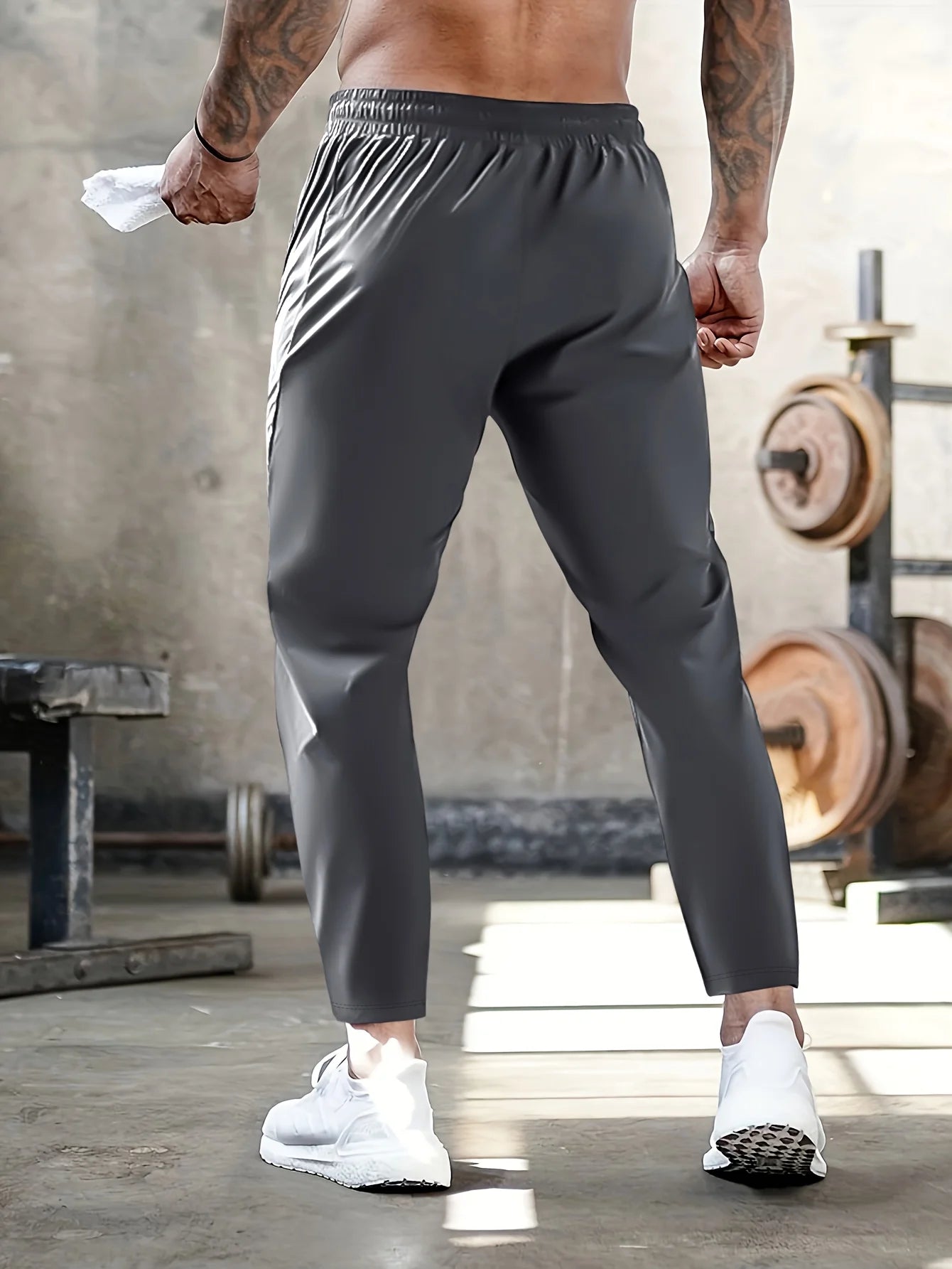 Men's Casual Pants High Elastic Fiber Drawstring Zipper Pocket Quick Dry Sports Pants Baggy Joggers Football Hiking Man Fishing