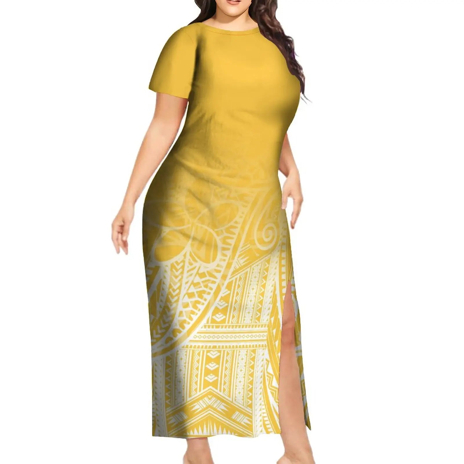 Support The Design Of Women'S Short Sleeve Dress Crew-Neck Samoan Polynesian Tribal Pattern And Hawaiian Men'S Shirt Couple Suit