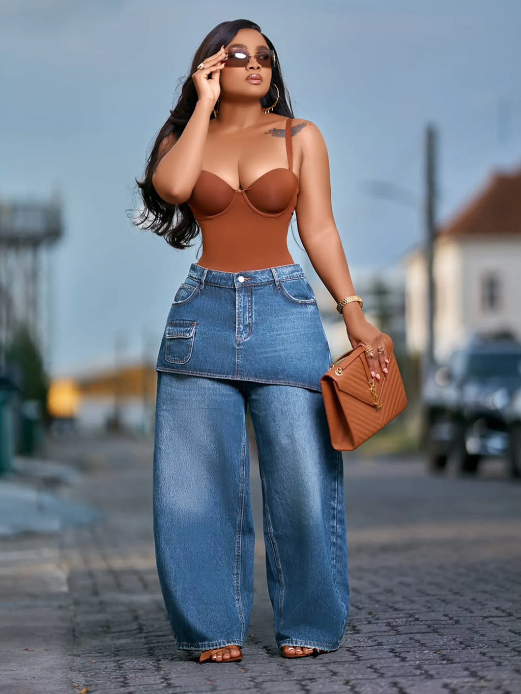 Denim Pant Women Jeans Vintage Wide Leg Long Pants Slim Fit High Waist Straight Trousers Y2k Streetwear Elegant Work Casual