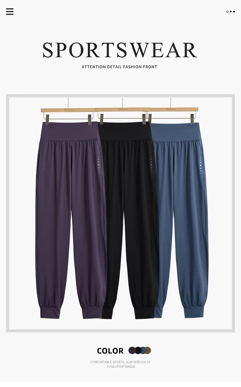 DRUR Women Sports Pants Summer High Waist Breathable Versatile Yoga Pants Female Sweatpants With Pocket Running Trousers Gymwear