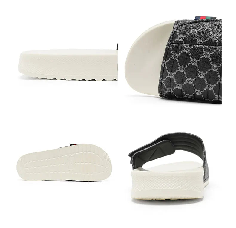 Men's Printed Skateboard Sandals Casual Non-Slip Thick-Soled Slippers Fashionable Summer Beach Indoor and Outdoor Home Shoes