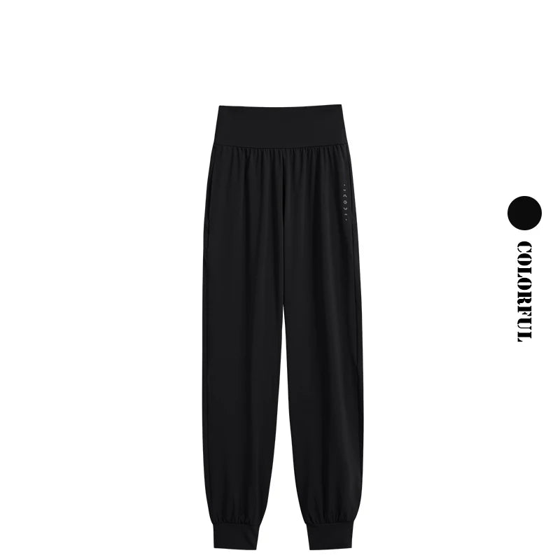 DRUR Women Sports Pants Summer High Waist Breathable Versatile Yoga Pants Female Sweatpants With Pocket Running Trousers Gymwear