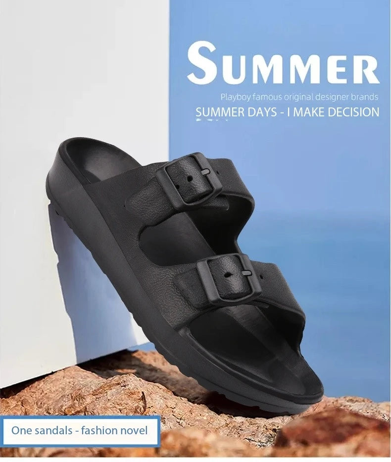 Lightweight adjustable EVA sandals with dual straps for couples. Ideal for outdoor & indoor use.