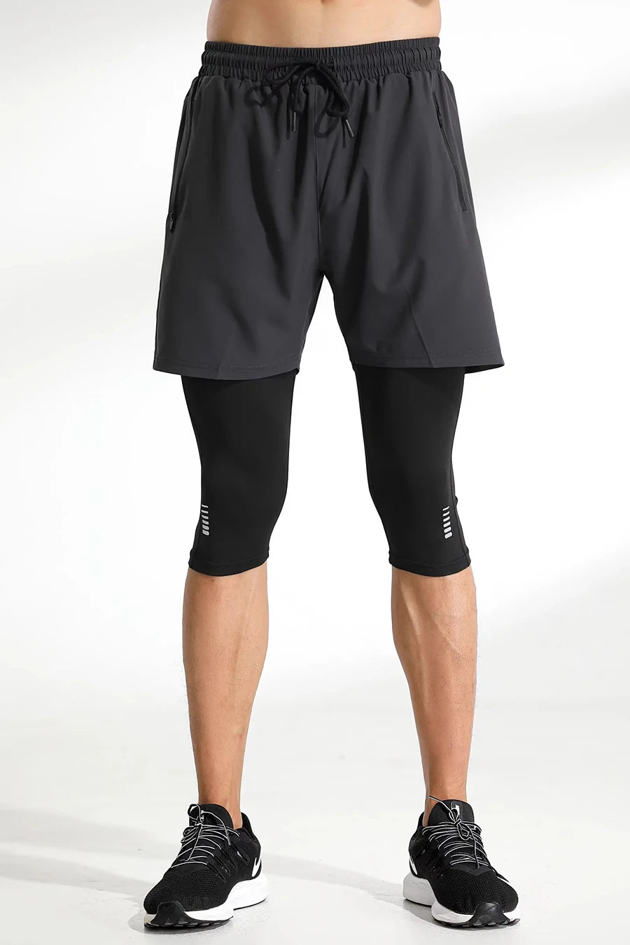 New Men Run Trouser 2 In 1 Double Layer Pant Tight Two Piece Running Training Gym Sweatpant With Pockets Running Trousers