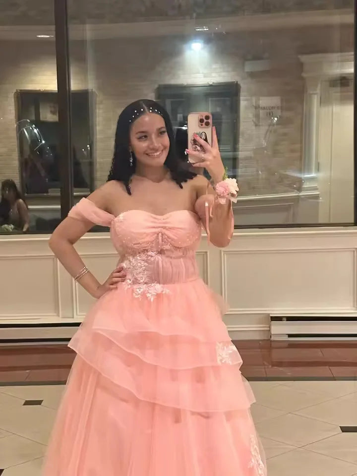ROSES Sage Green Prom Dress Appliques Tulle Celebrity Dresses Tiered Pleat Women's Evening Dress Sweetheart Formal Gown 프롬 드