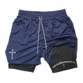 Latest Cross Bible Graphic 2-in-1 Athletic Shorts Men Fitness Christian Gym Workout Running with Cell Phone Pocket Towel Shorts