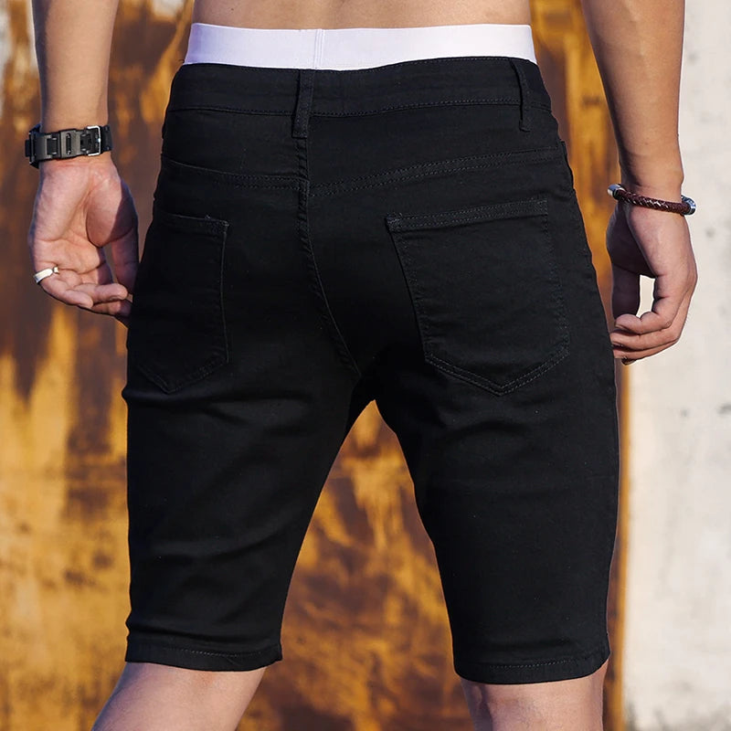 2026 Mens Stretch Denim Shorts Summer Casual Slim Fit Jeans Shorts Lightweight Comfortable Streetwear Y2K Fashion Vacation