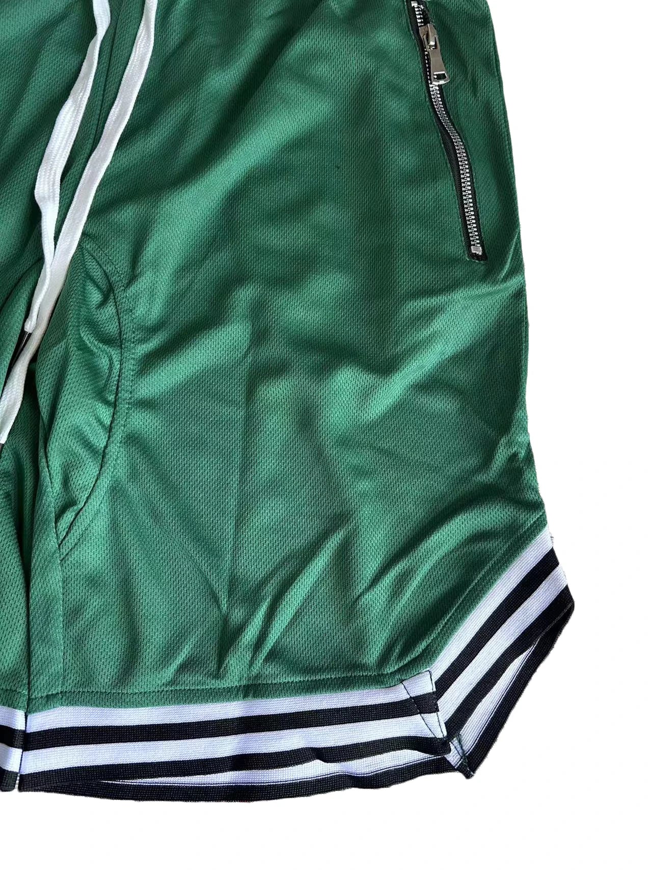 Men's zippered pocket drawstring shorts, sportswear, breathable, quick drying, comfortable, loose fitting color matching shorts,