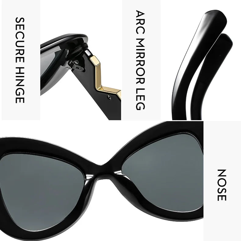 2025 New Fashion Big Frame Cat's Eye Butterfly Women Sunglasses Luxury Designer Men Sunglass Outdoor Travel Eyewear Female UV400