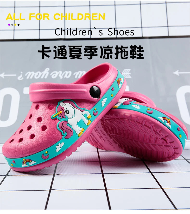 New Fashion Cartoon Sandals for Kids Summer Slippers Boys Girls Casual Garden Shoes Hollow-out Beach Shoes Clogs for Children