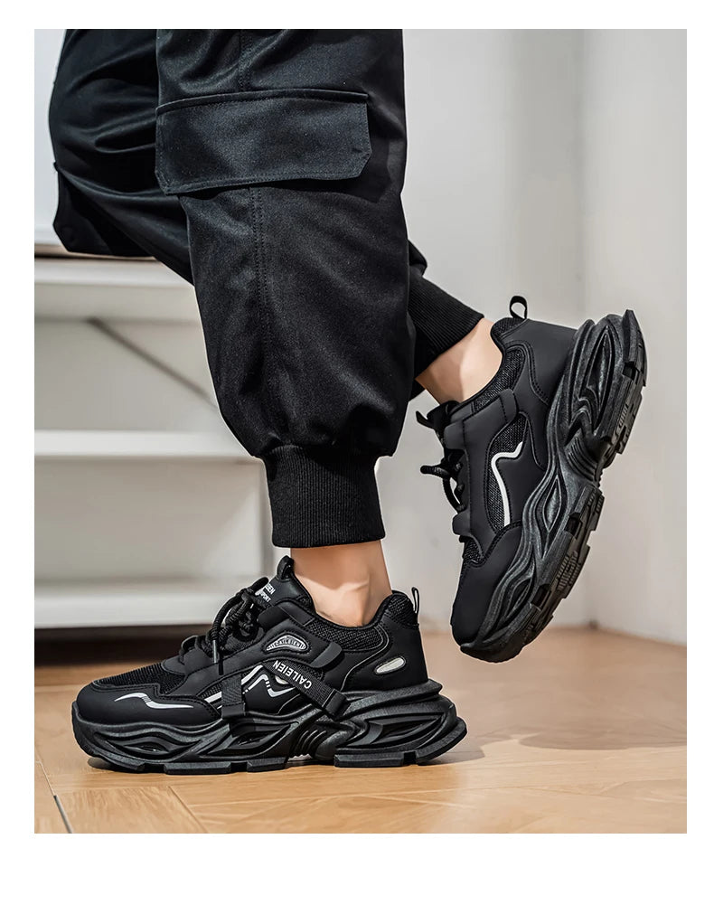 Men's Thick sole casual sneakers four seasons breathable lightweight soft-sole outdoor running shoes students speed sports shoes